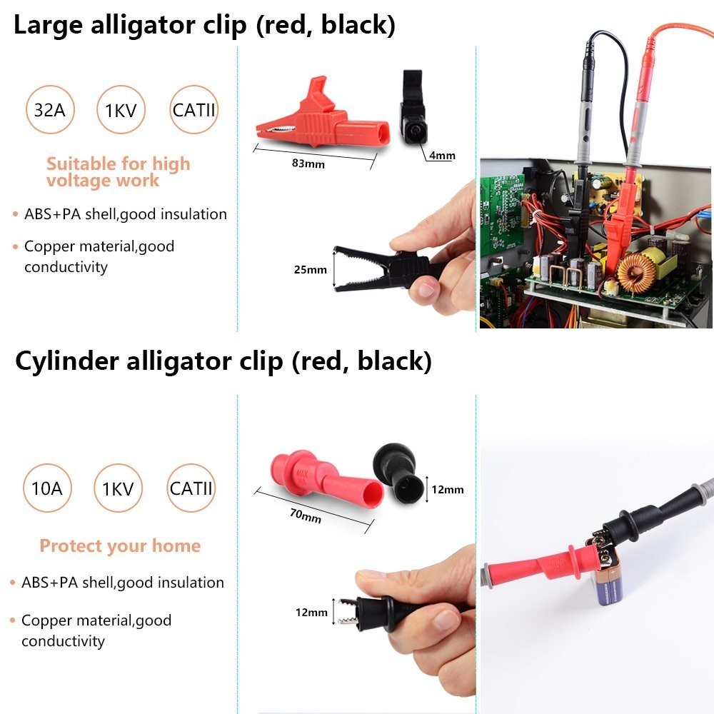 Safety Multimeter Probe Set with Alligator Clips