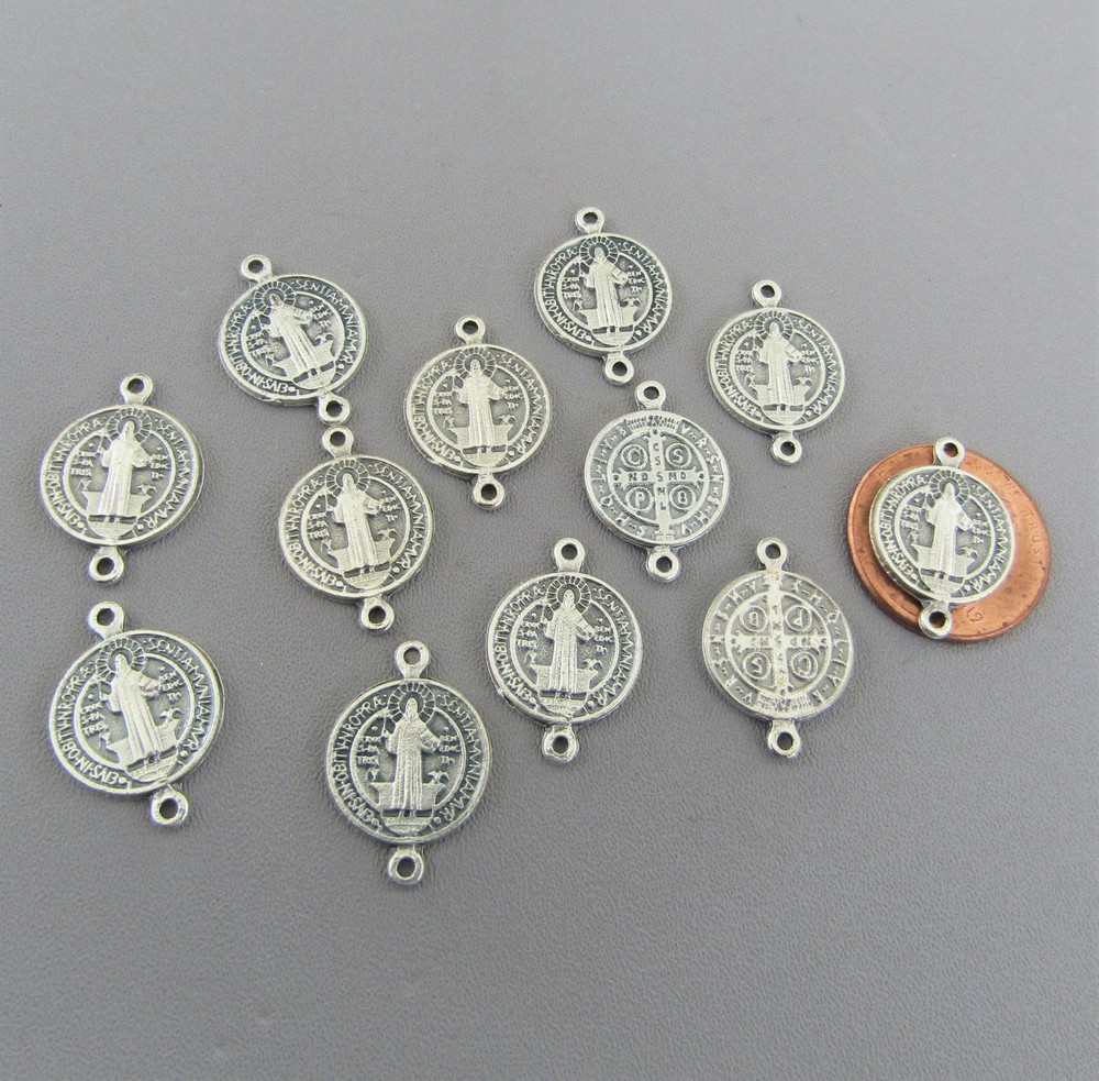 12 pc Saint St. Benedict OUR FATHER Connector Links Beads Making Rosary Rosaries