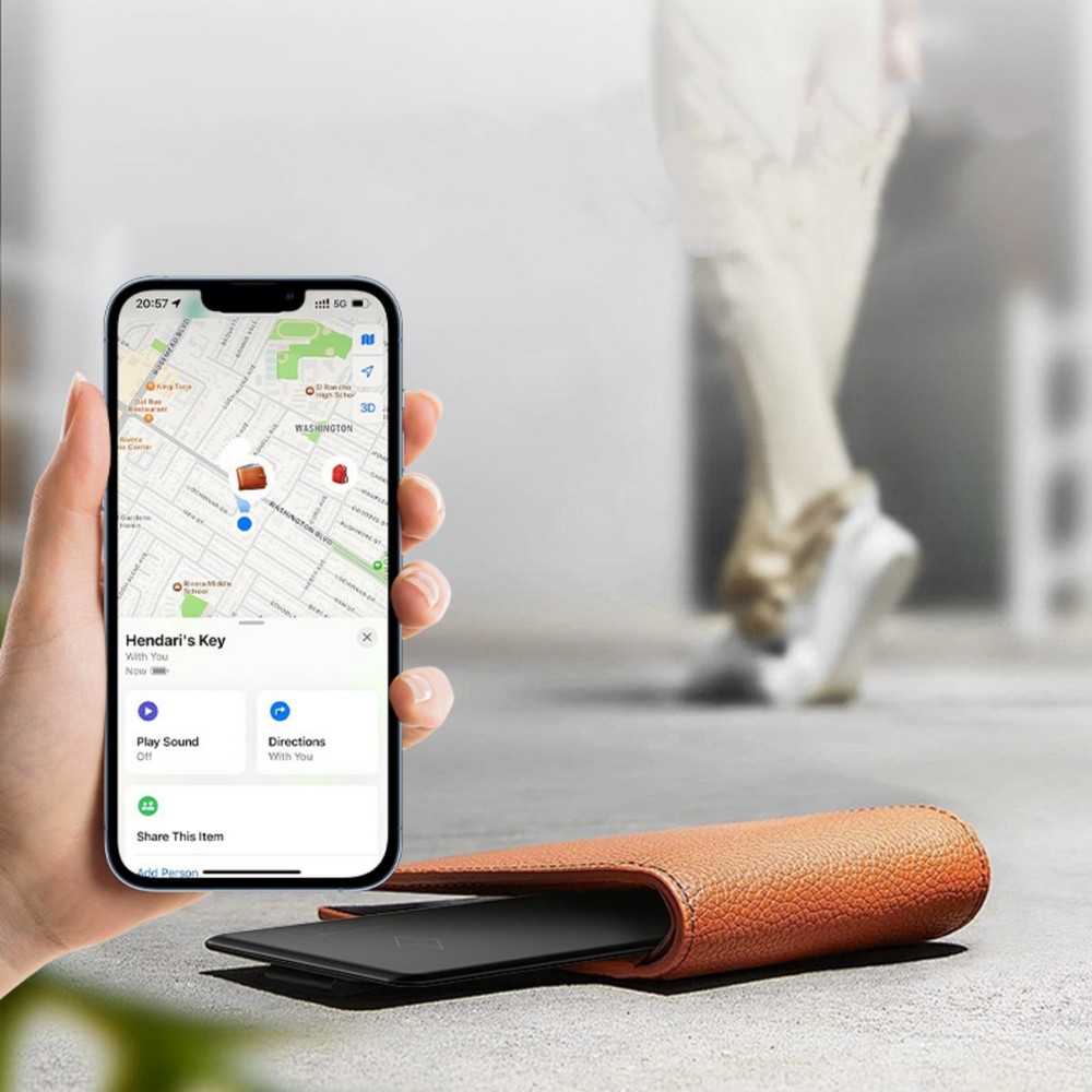 Black Wireless Charging Smart Card Tracker ABS Wallet Tracker Tracking Device