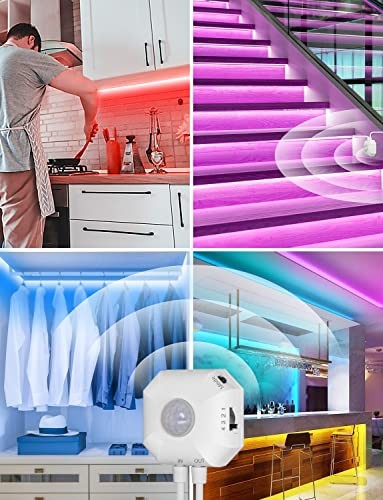 Motion Sensor Lights Indoor Under Bed RGB LED Light Strip 9.84FT Multicolor