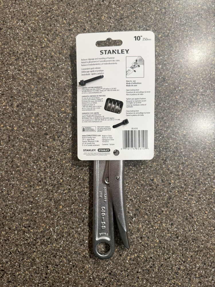 Stanley 10 In. MaxGrip Locking Adjustable Wrench - Quick Release - NEW!!