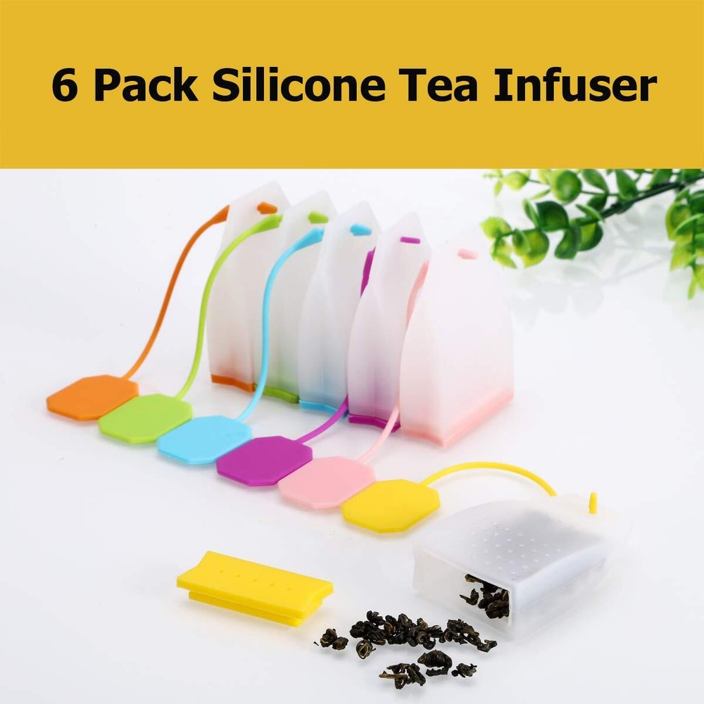 Silicone Tea Infuser 6 Pack Reusable Tea Bags Strainer Filter Spoon