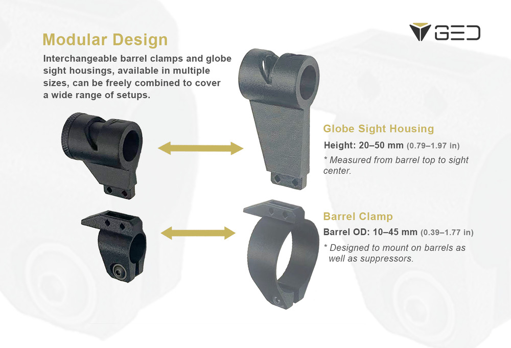 Universal Clamp-On Globe Front Sight with 4 Interchangeable Anschutz-Spec Insert
