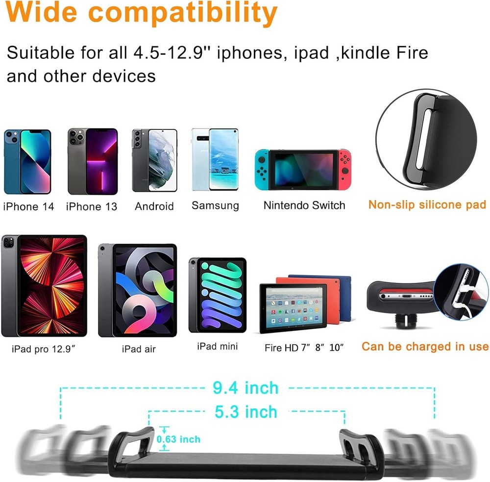 Universal Tablet Stand, iPad Holder for Bed Desk Bedside, 360° Adjustable