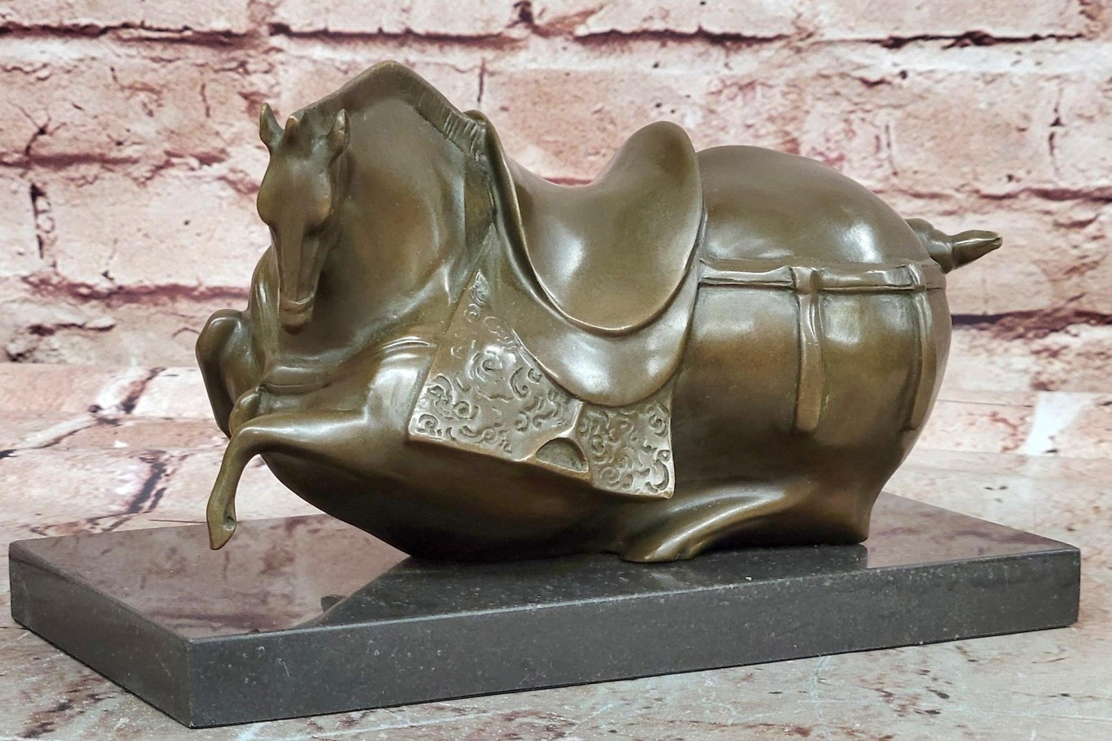 Signed Milo Bronze Chinese Zodiac Tang Horse Fengshui Luck Animal Statue