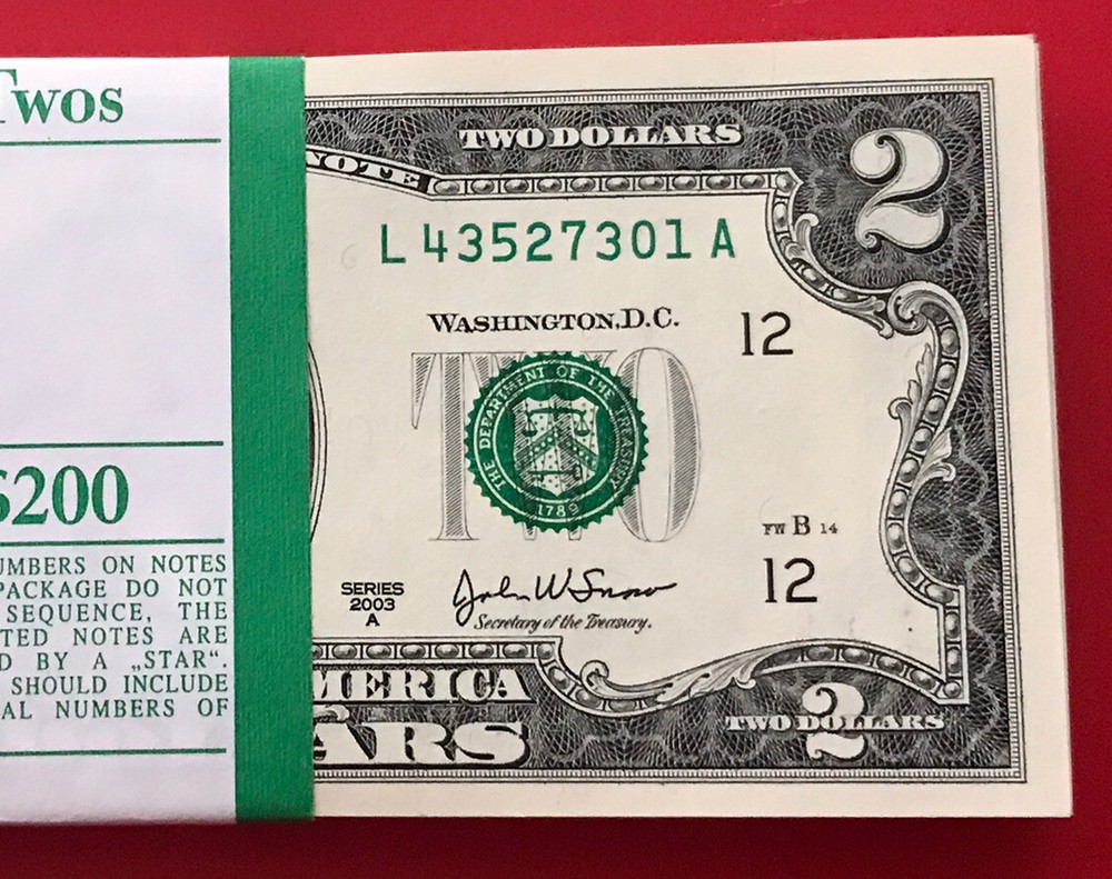 (1) Two Dollar Bill $2 Note, 2003-A (SAN FRANCISCO) Uncirculated