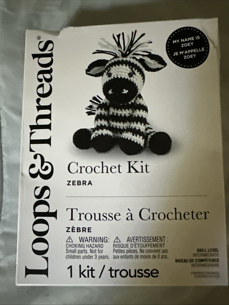 Loops And Threads Crochet Kit - Zebra- Open Box Only