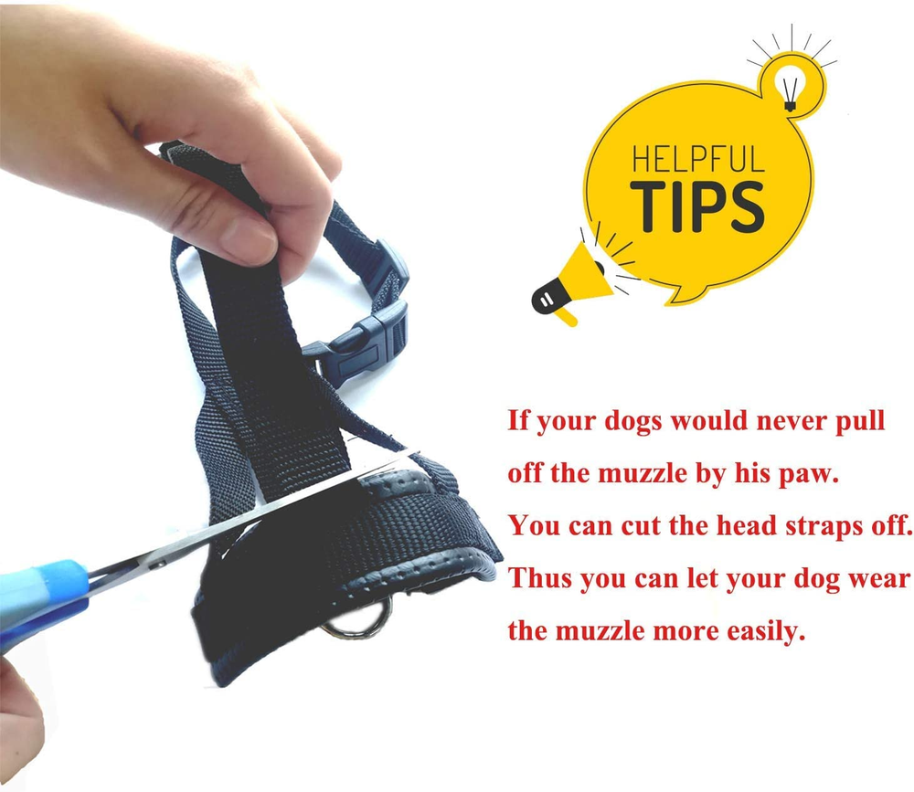 Head Strap Dog Muzzle Prevent from Taking off by Paws for Small,Medium and Large