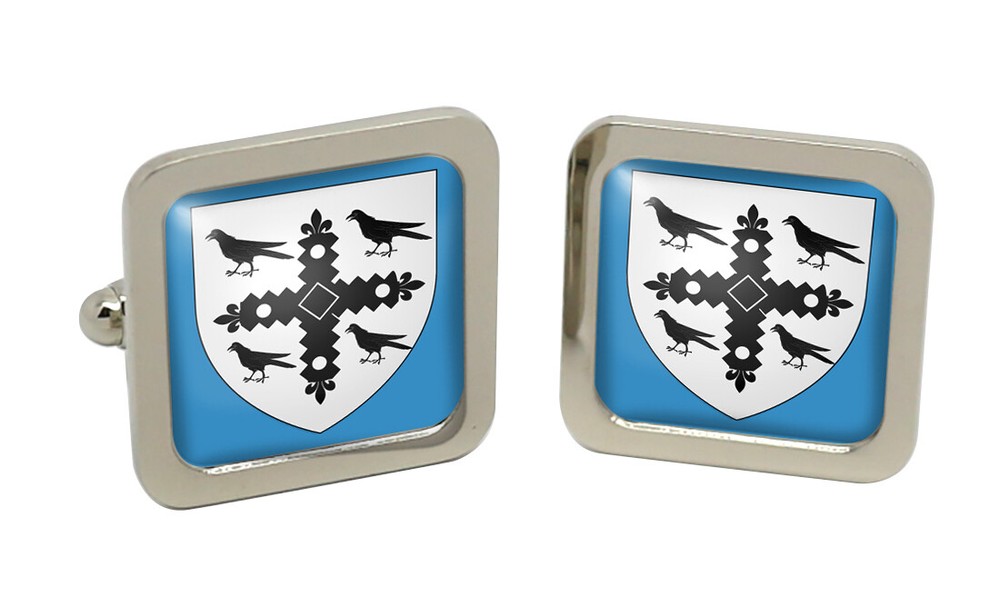 Flintshire (Wales) Square Cufflink in Chrome Box