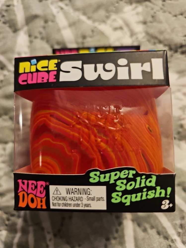 ORANGE Schylling NeeDoh Nice Cube Swirl. Super Solid Squish AUTHENTIC