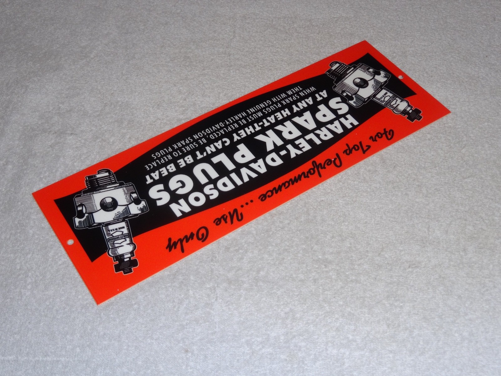 VINTAGE HARLEY DAVIDSON MOTORCYCLE SPARK PLUG PORCELAIN METAL GASOLINE OIL SIGN!