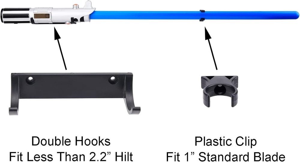 Horizontal Lightsaber Wall Mount Holder Light Saber Display Rack, Black