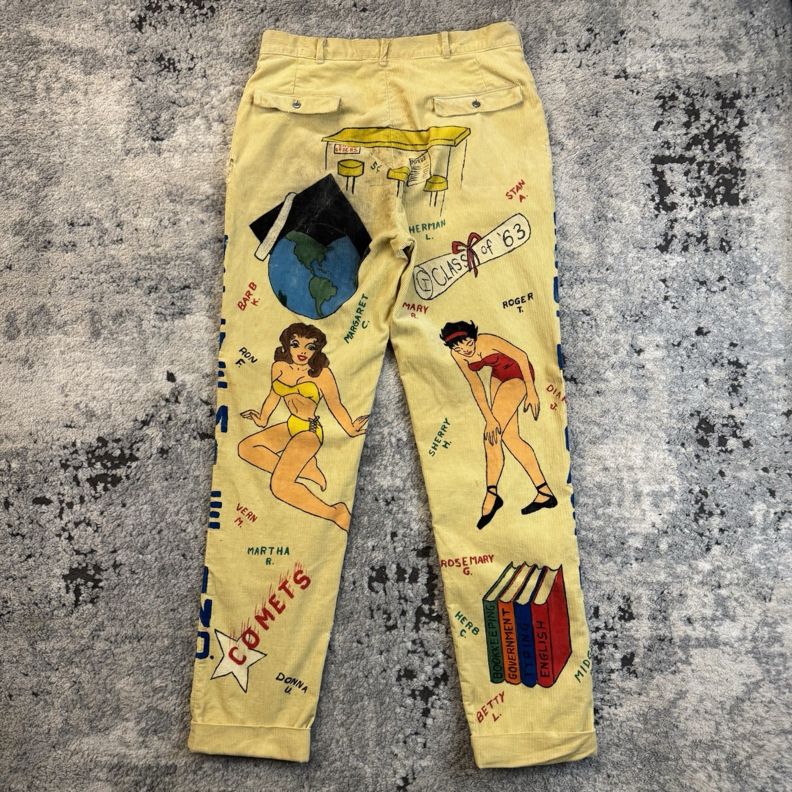 Vintage 60s Senior Cords Indiana South Caston 1963 Hand Painted Pants