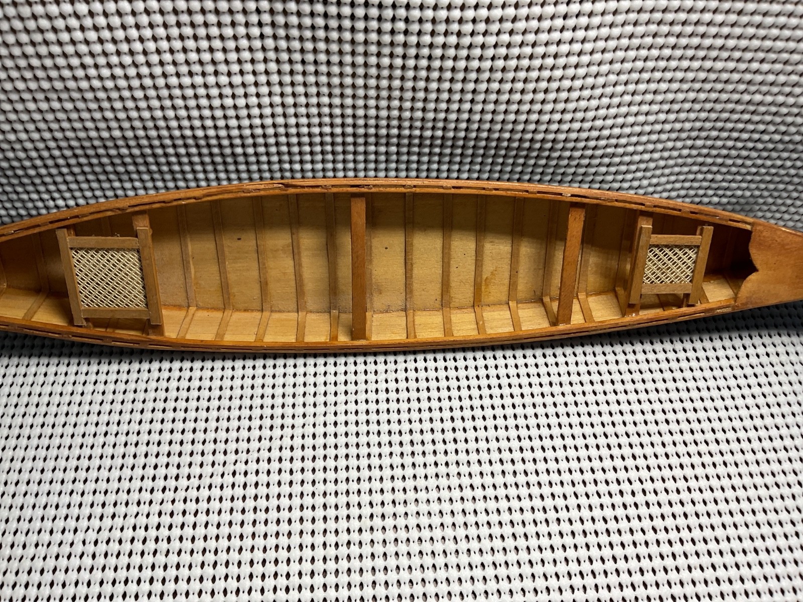 Vintage Wood Canoe 16” Long 2 3/4” Wide 1 1/4” High With 2 Paddles