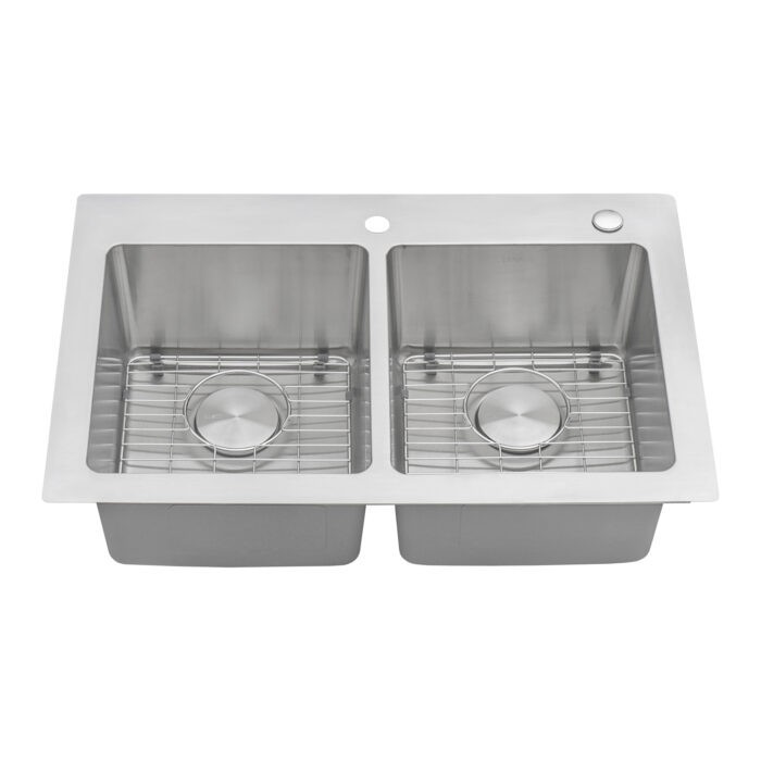 Ruvati 33 x 22 inch Topmount 16 G Double Bowl Kitchen Sink - RVM5150