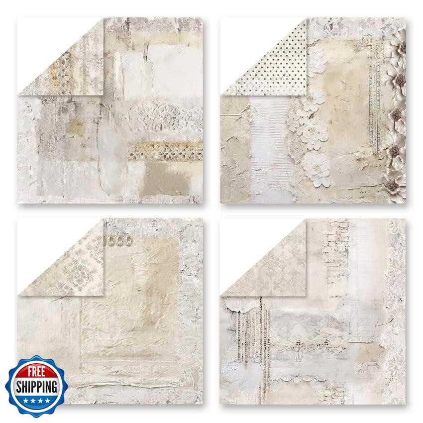 Wedding Scrapbook Paper 12x12, 24 Sheets Double-Sided Decorative Patterned Ca