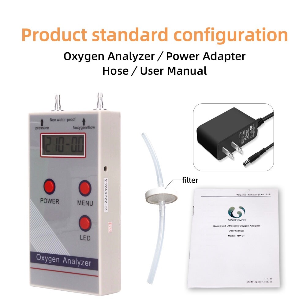 Ultrasonic Oxygen Meter O2 Flow Pressure Digital Readout Oxygen Analyzer