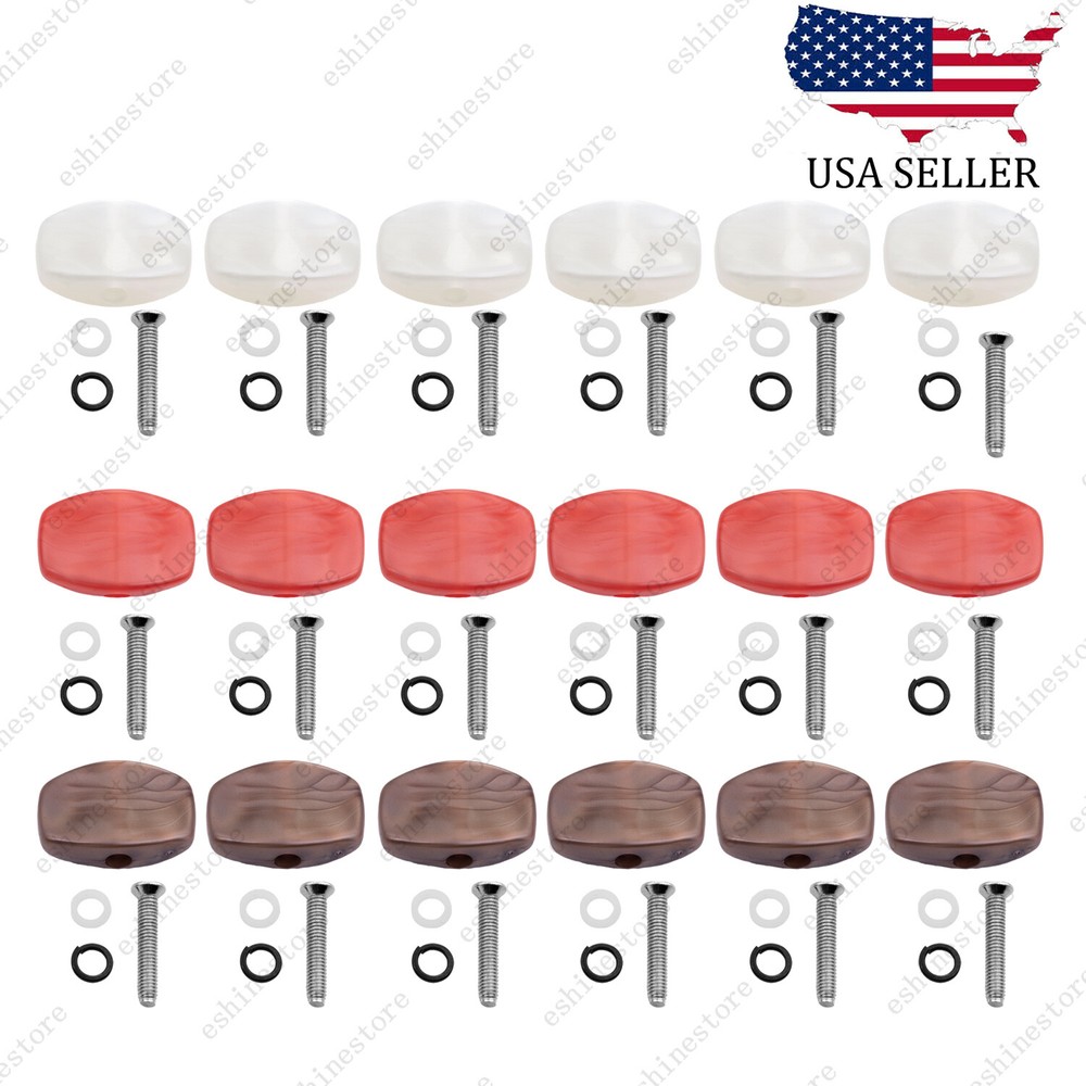 1 Set (6Pcs) Guitar Tuning Peg Button Machine Head Oval Plastic Buttons-3 Colors