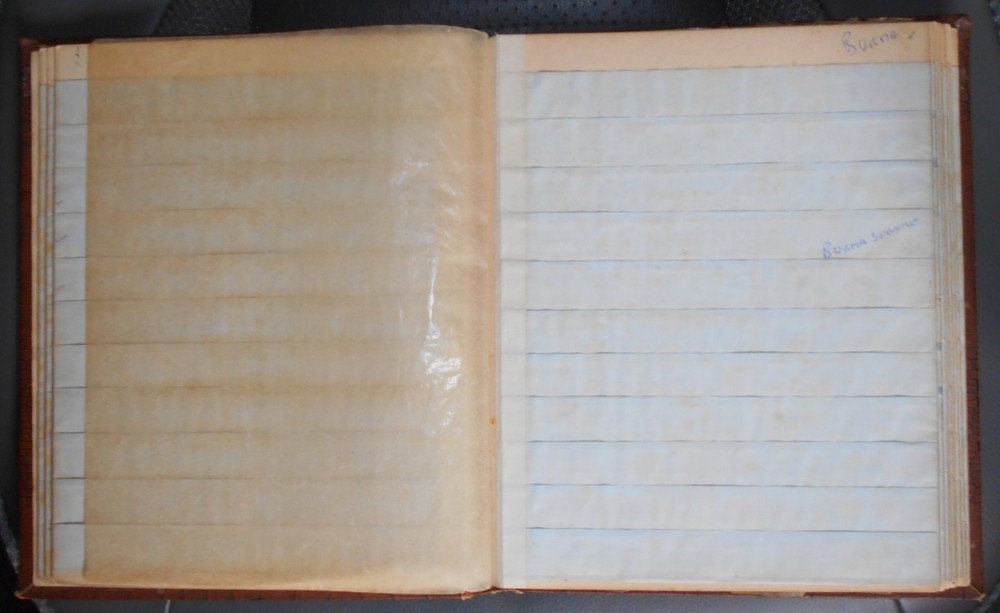 Brown stockbook; 12 /2 pages each with 11 pockets [total 264 pockets]