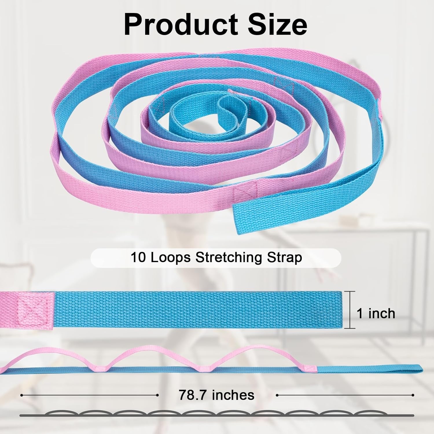 Versatile Yoga Strap with 10 Loops - 78.7 Inches for Stretching & Flexibility