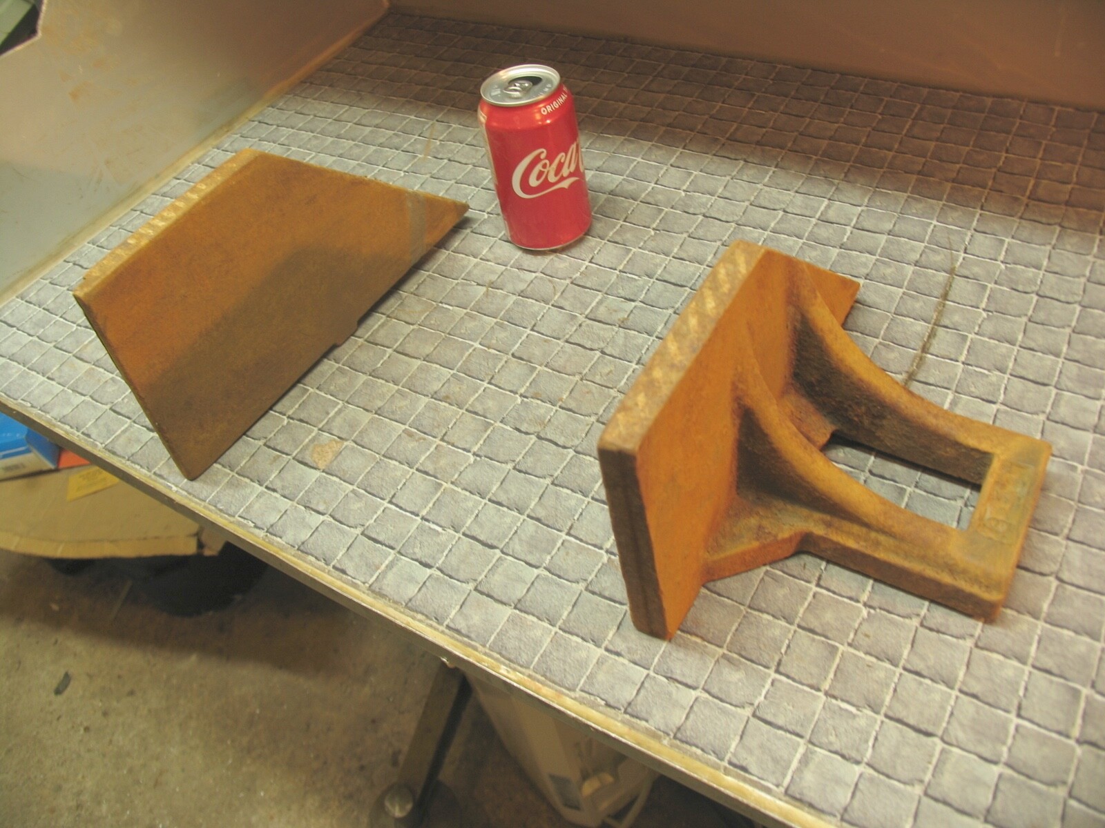 Pair Heavy Cast Iron Supports, right angle plates, 45 deg. base. #8-47A