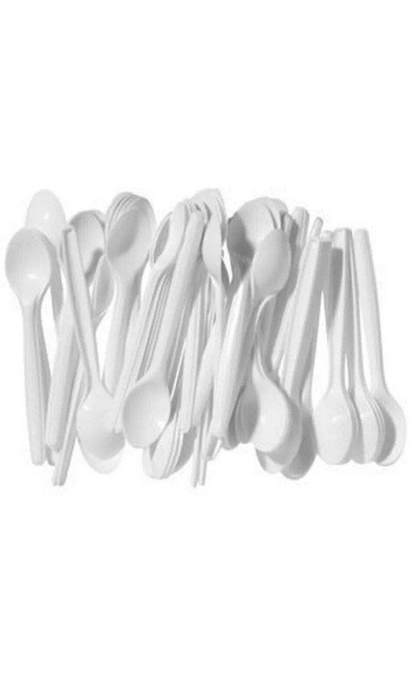 White Plastic Tea Spoons, 100 Per Pack,Disposable/reusable