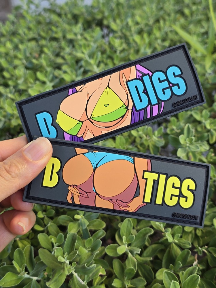 Boobies and Booties Tactical Hook And Loop Patch Set Of 2