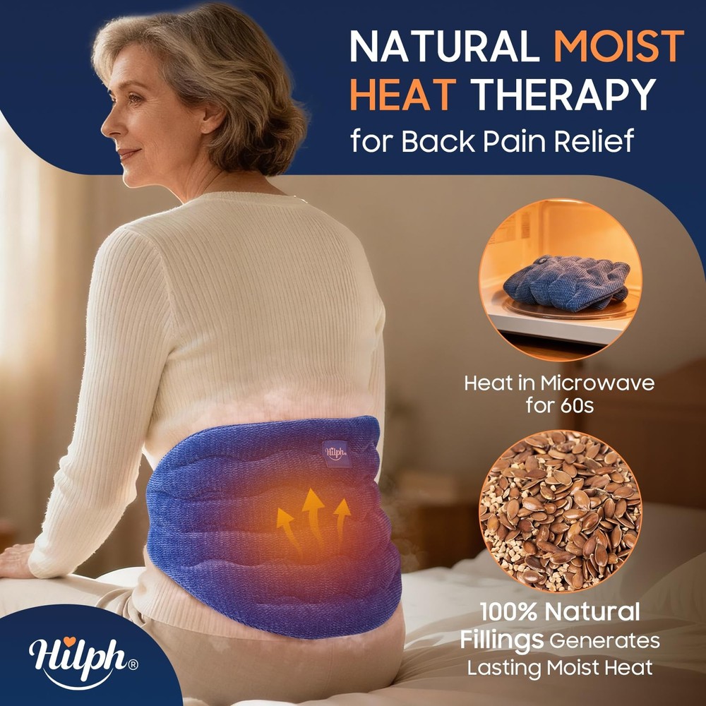 Hilph Heating Pad for Back Microwavable, Extra Large Large, Blue
