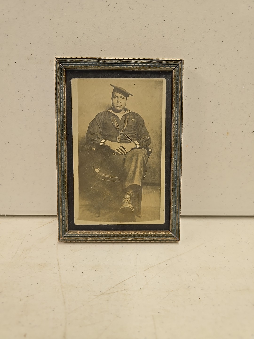 Antique WW1 US Navy African American Sailor Framed Photograph