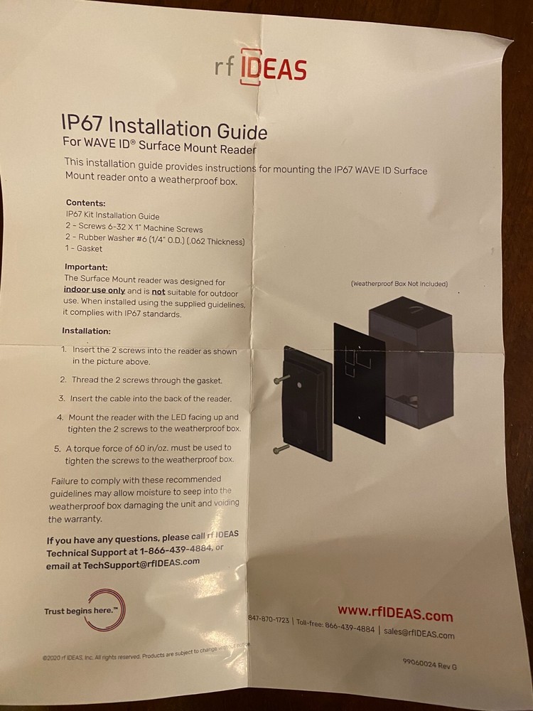 rf IDEAS KT-800W1AKU-IP67 Access Control Reader