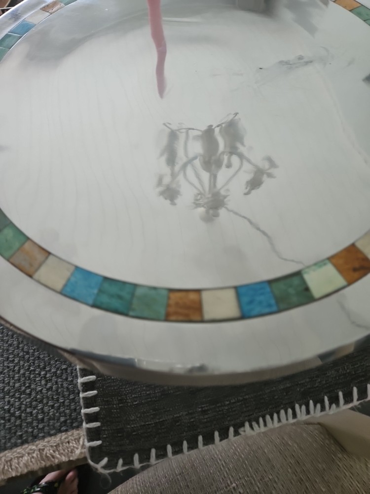 Towle Silversmiths 12" Cake Stand & Server Geometric Inlayed bone "Bay Breeze"