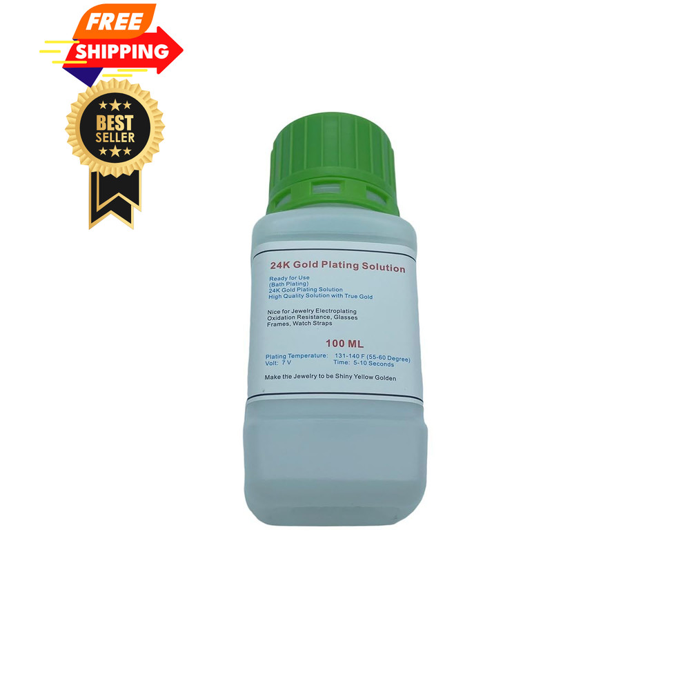 High Concentration 100ml 24K Bath Gold Plating Solution Purity Contain...