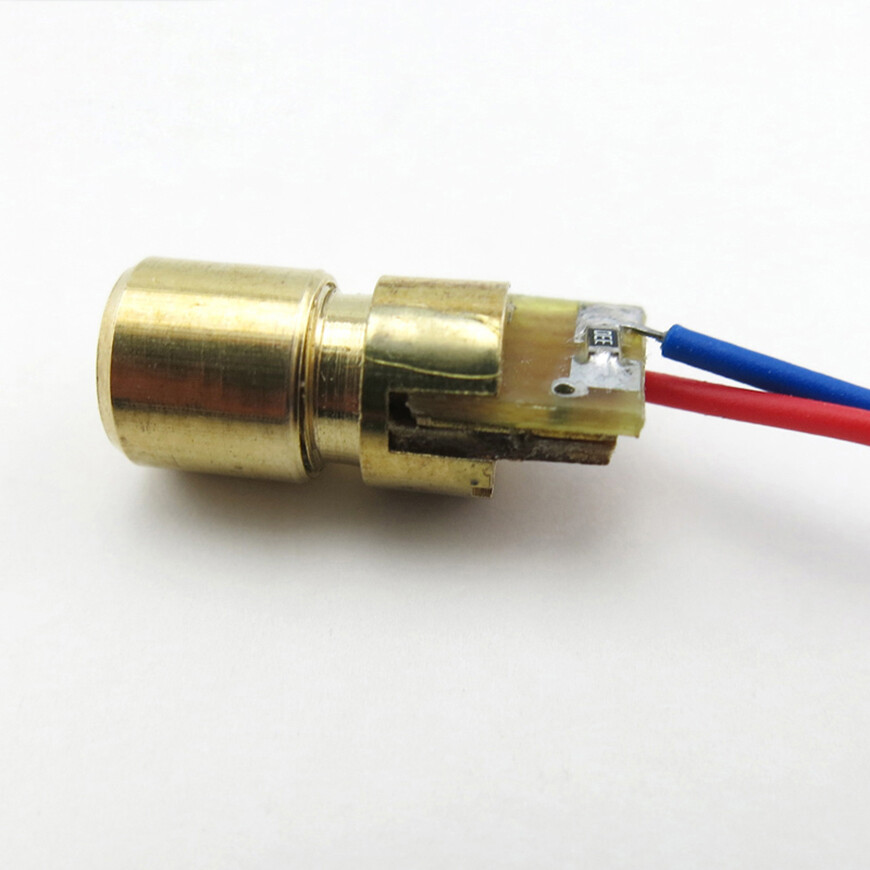 Brass 1.5cm*0.6cm 3V Mini Laser Dot Diode Module Head WL Red, with 4cm Wire