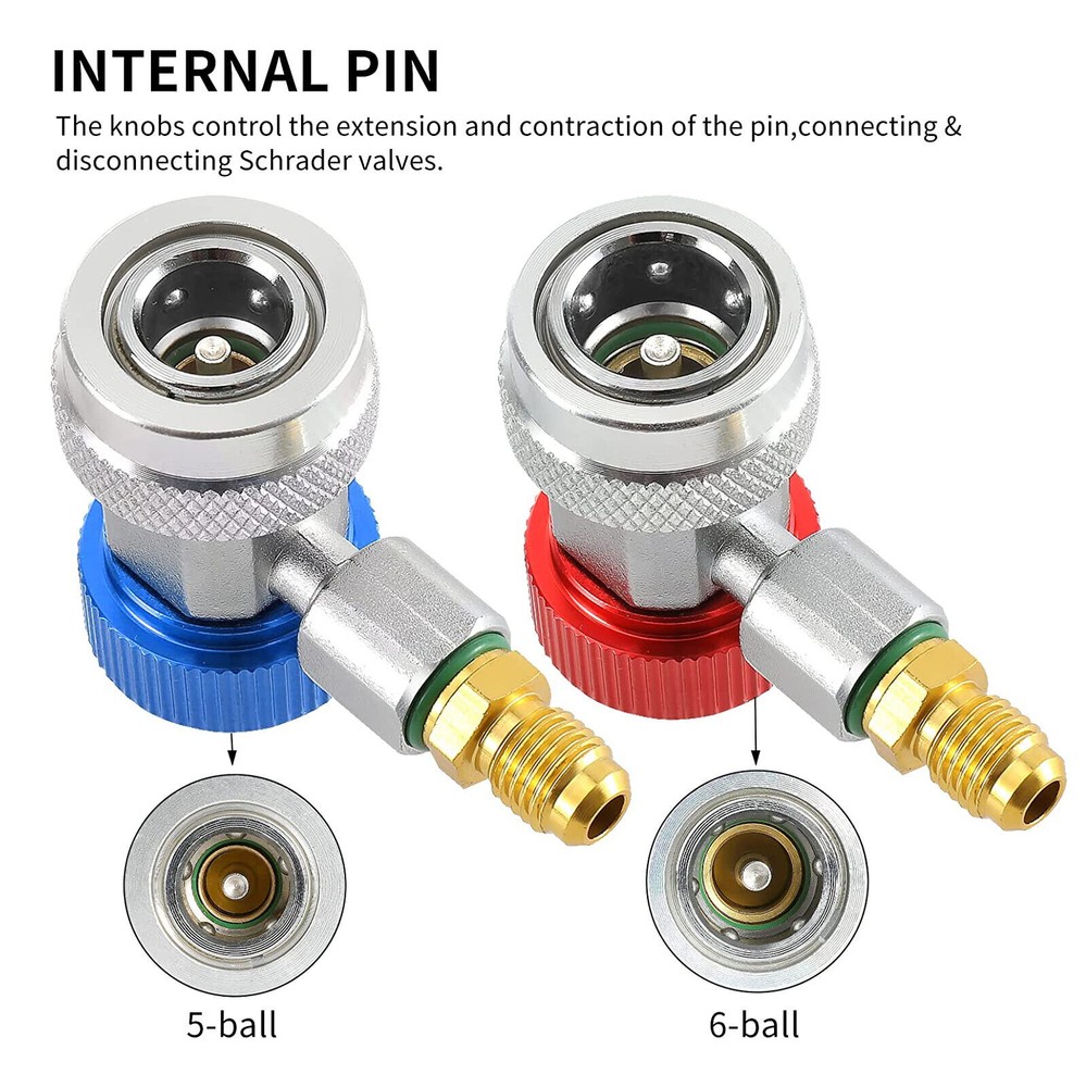 Adjustable AC Quick Coupler Connector Adapter High Low Side 1/4" SAE HVAC