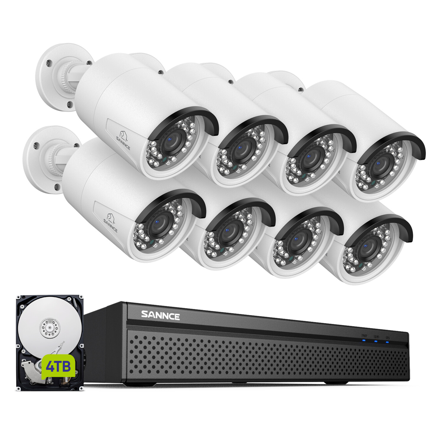 SANNCE 4K 8CH NVR 3MP POE Security Camera System Two Way Audio Human Detection