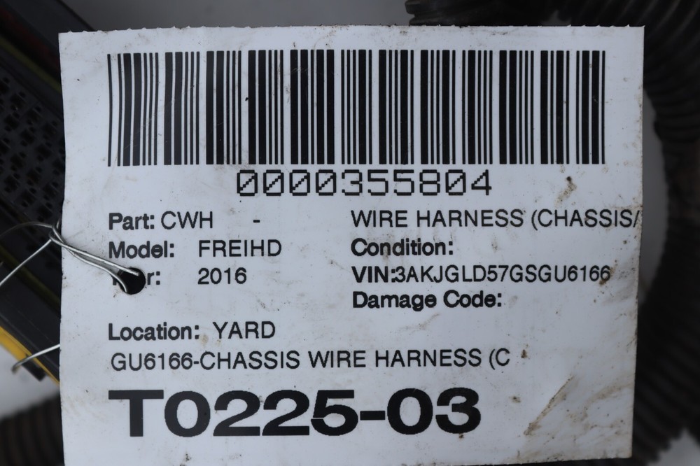 2016 FREIGHTLINER CASCADIA EVOLUTION CHASSIS FRAME WIRE WIRING HARNESS OEM