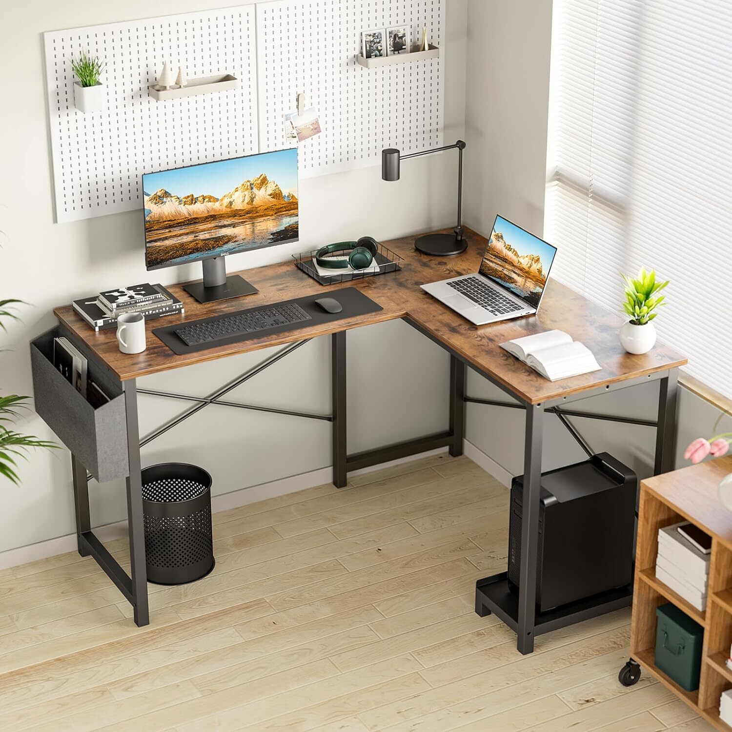 L Shaped Computer Desk Gaming Corner 50 Inch Home Office Writing PC Wooden Table