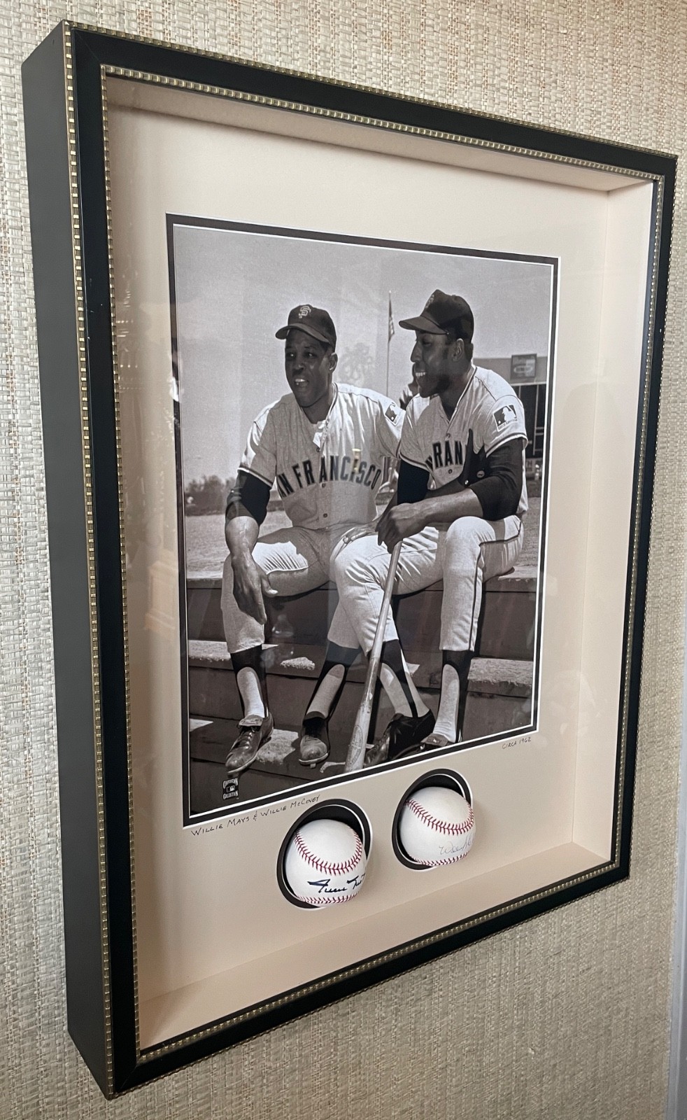 SF Giants Willie Mays & Willie McCovey Signed Baseballs framed w/photo. FREE S/H