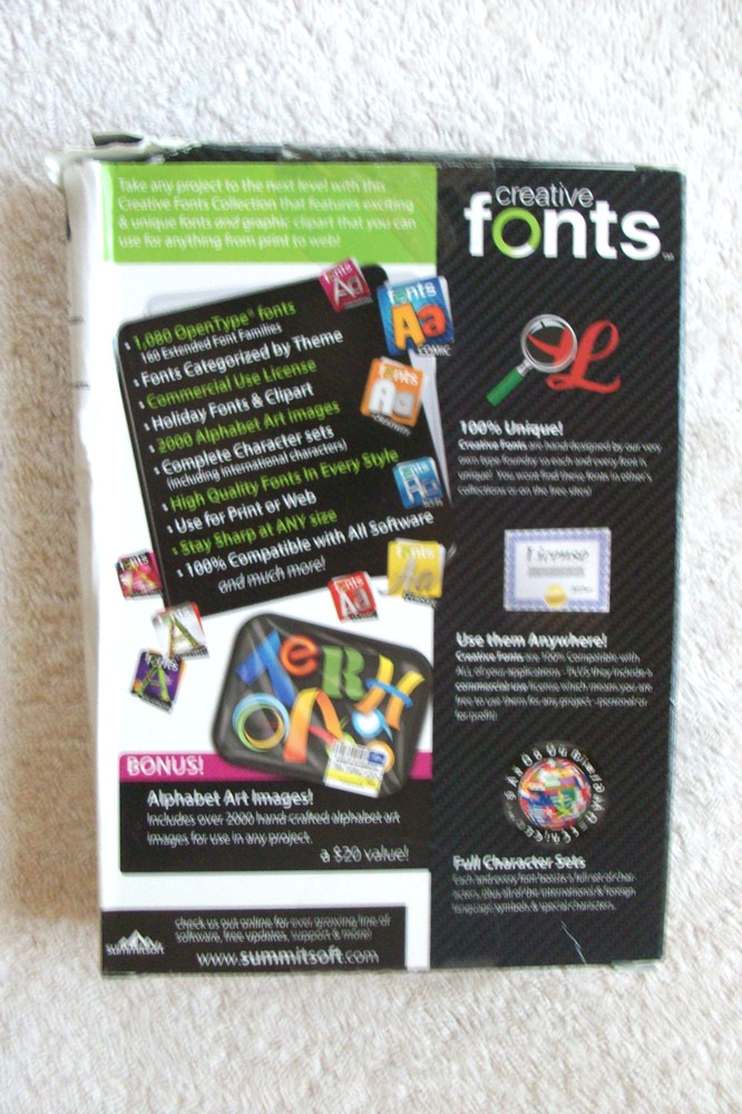 "Creative Fonts Collection" Summitsoft PC Software / New