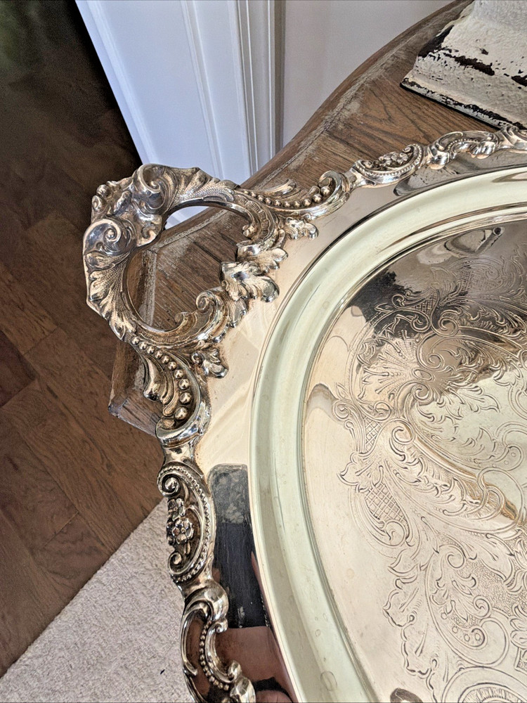 Wallace Baroque Silverplate 5 Pc Tea Coffee Set w/ Large #294 Tray - Excellent!