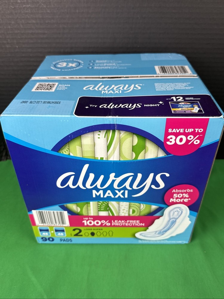 Always Maxi Long Pads Unscented Size 2 - 90 Ct
