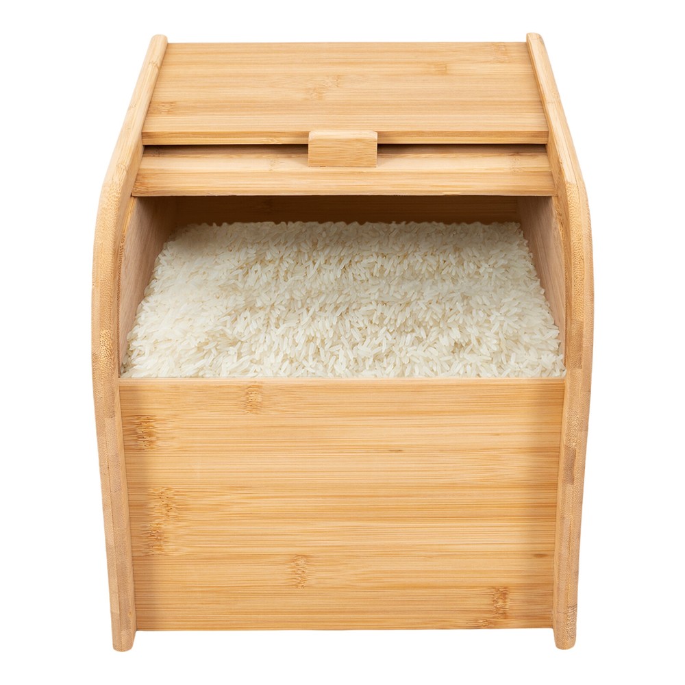 Bamboo Rice Storage Container Tabletop Rectangular Storage Container with Lid