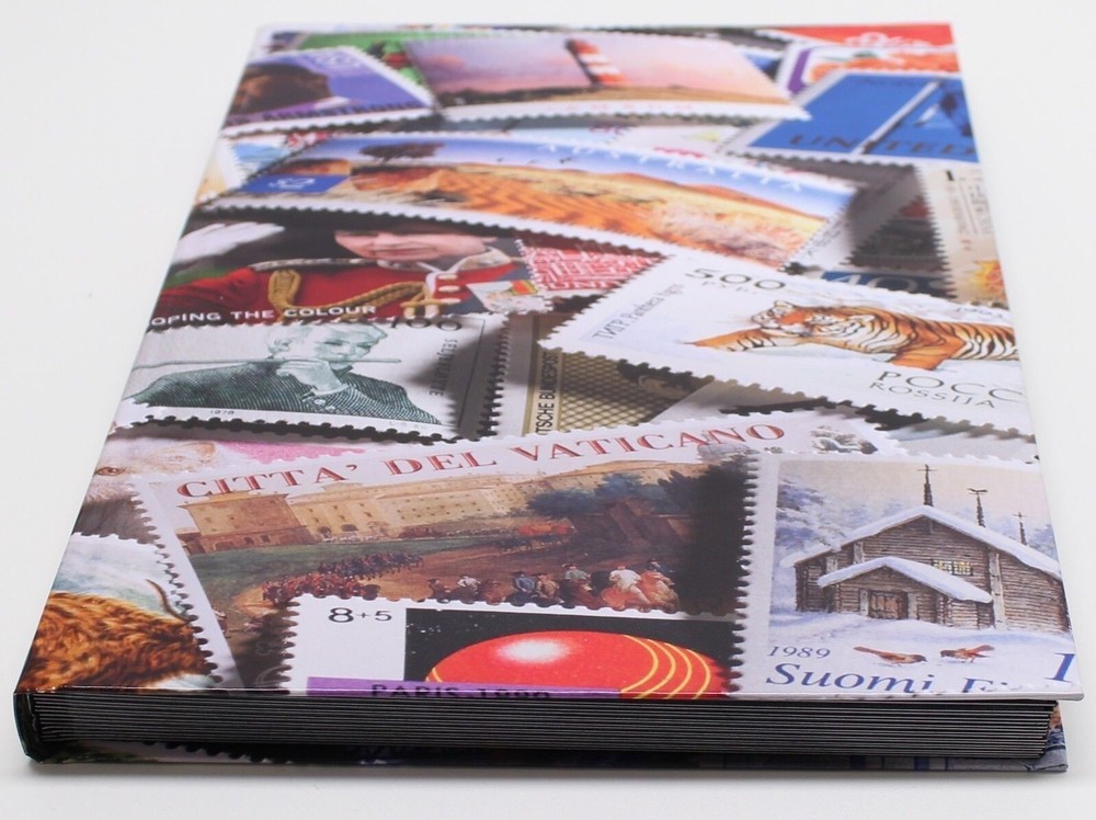 32 Page World Stamp Stock Book Black Pages Double Glassine Interleaves 9 Strips