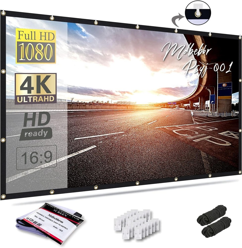 Compact 120 Inch Projector Screen - Easy Setup Foldable Design for All Occasions