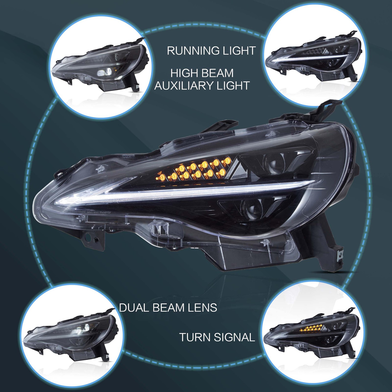 Headlight Assembly Fit for 2012-2021 Toyota 86 GT86 1st Gen Scion Frs Subaru Brz