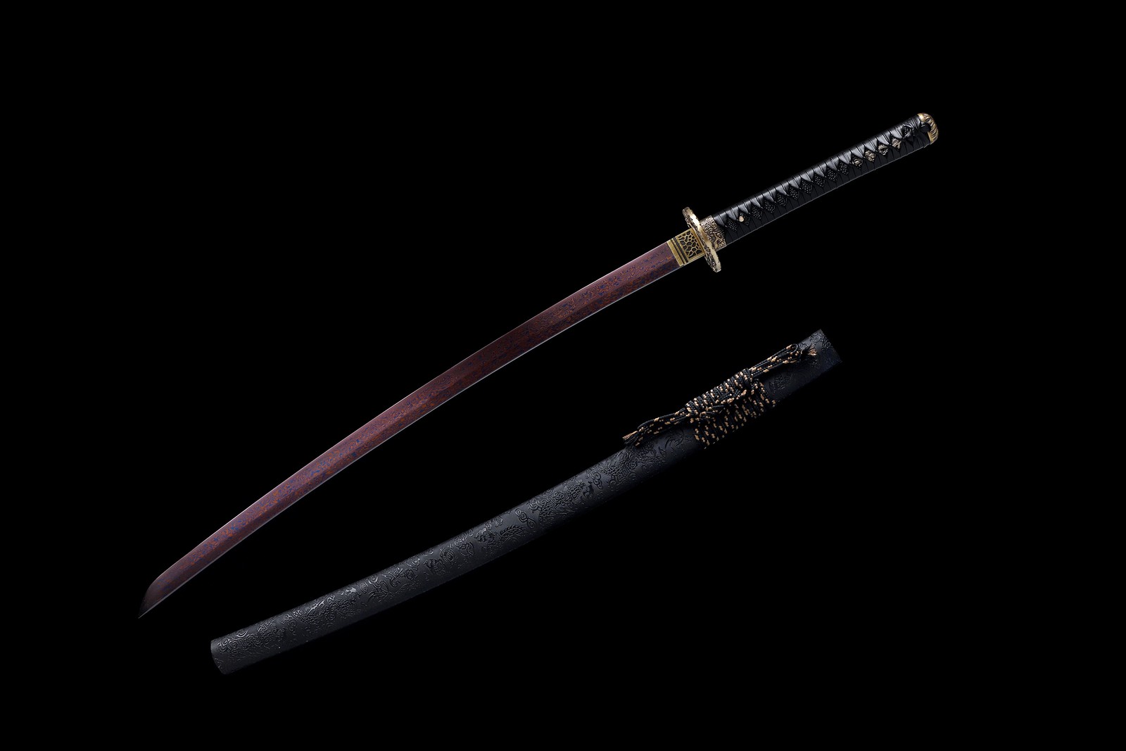 Handmade Full Tang Japanese Samurai Katana Sword Damascus Folded Steel Sharp