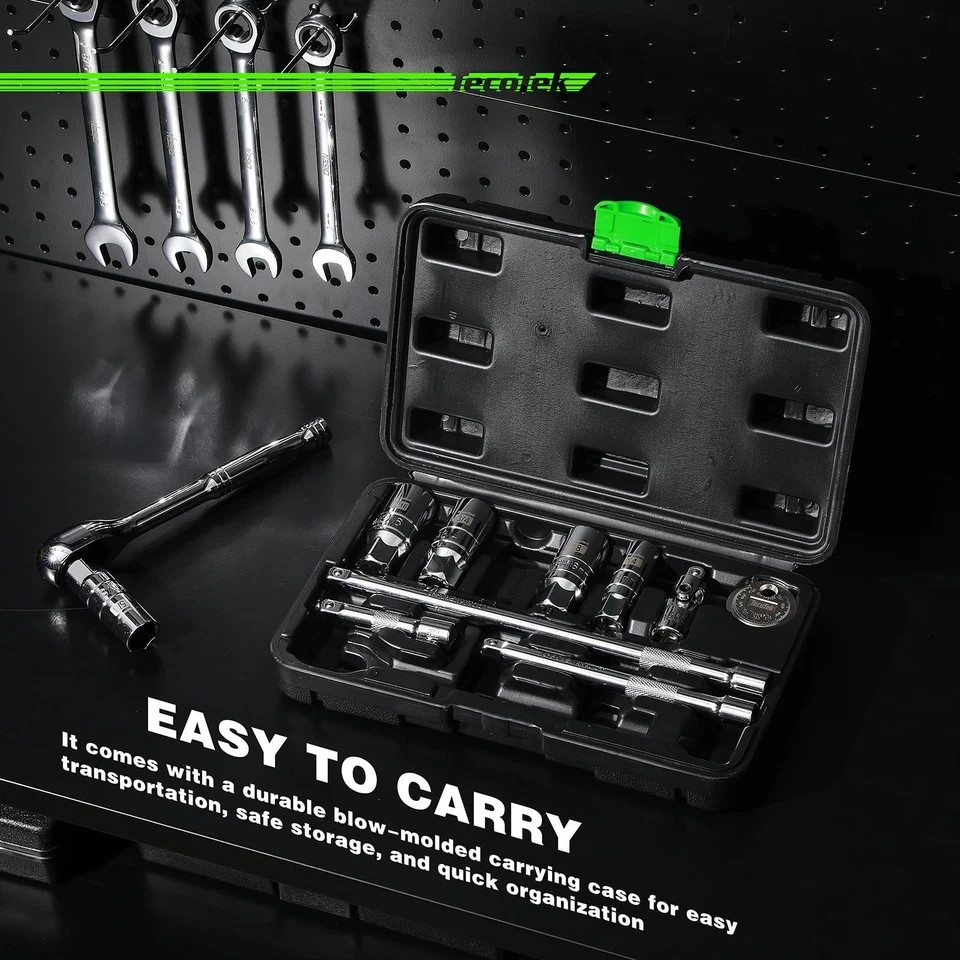11-Piece Spark Plug Socket Set with Ratchet, Gap Tool, Extensions & Sockets