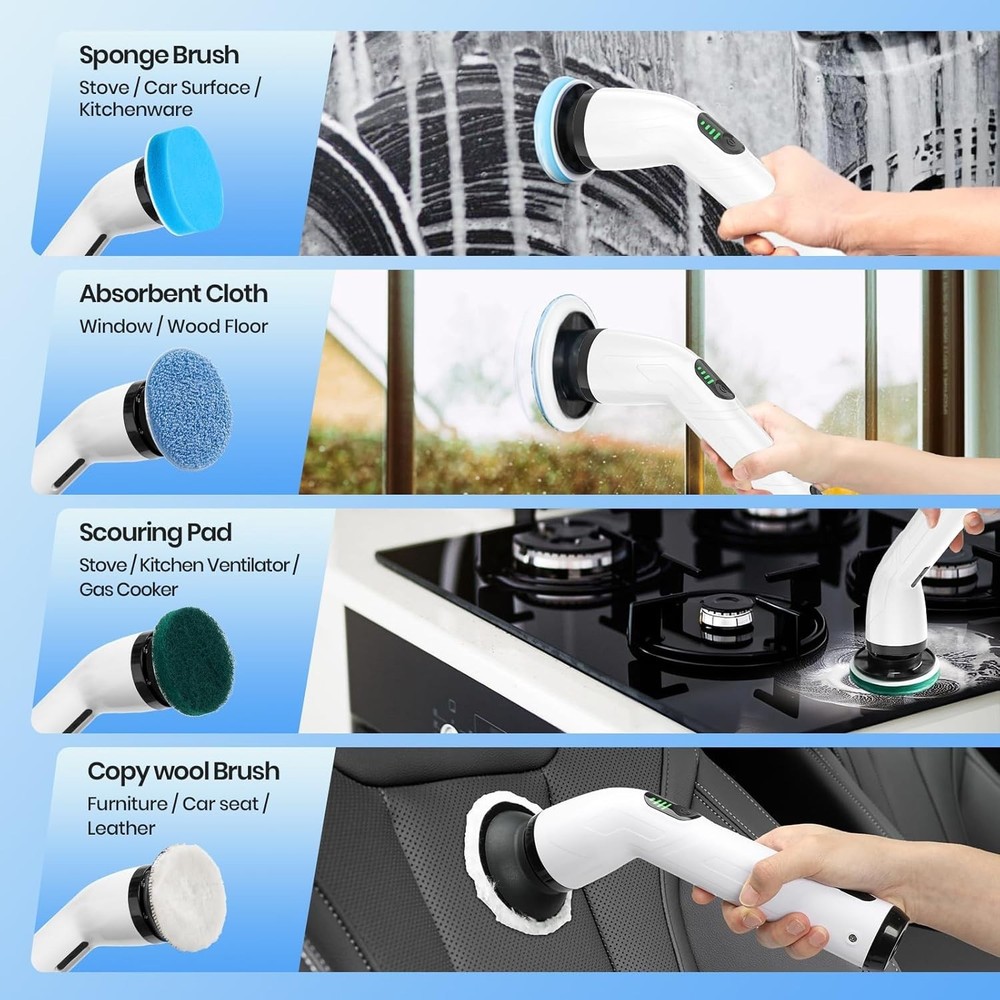 Electric Spin Scrubber Replacement Brush Heads Set, 9 Piece Replacement Brush