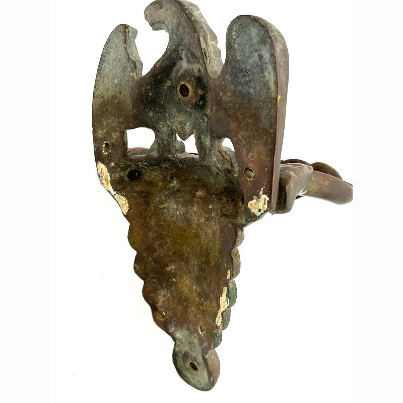 Antique Victorian Large Architectural Brass Eagle Door Knocker MOORE Monogram