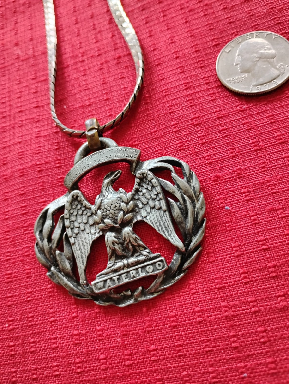 PRE-WW1 NAPOLEONIC WAR BATTLE OF WATERLOO CENTENNIAL SOUVENIR NECKLACE c1914